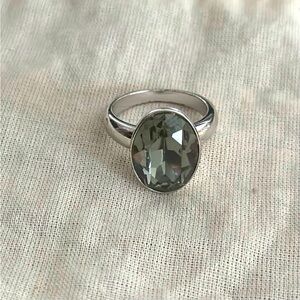 Touchstone Crystal Ring- Slate gray crystal in silver setting- size 10